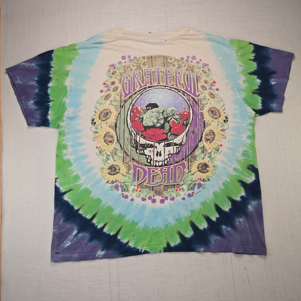 VTG Liquid Blue Grateful Dead Terrapin Station Tie Dye T-Shirt XL 98 DISTRESSED - Picture 2 of 10